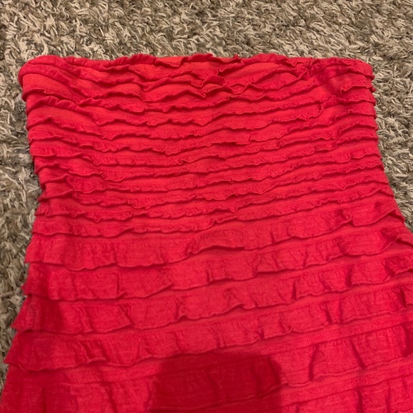 Pink Ruffled Strapless Cocktail Dress - Picture 2 of 3